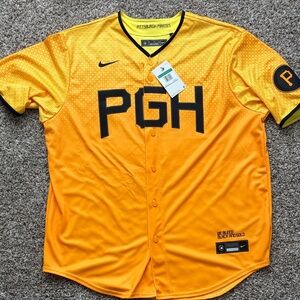 NWT Nike men’s XL Pittsburg Pirates jersey Orange and Black Jersey